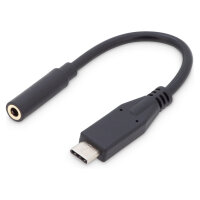 DIGITUS USB C Audio Adapterkabel Typ C -Klinke St/Bu 0,2m,sw