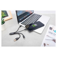 DIGITUS 3-in-1 Ladekabel USB A Lightning + Micro USB + USB-C