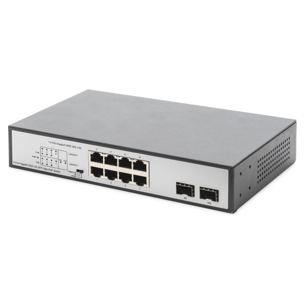 DIGITUS Switch 8-Port Gigabit 180W PoE Unmanaged schwarz