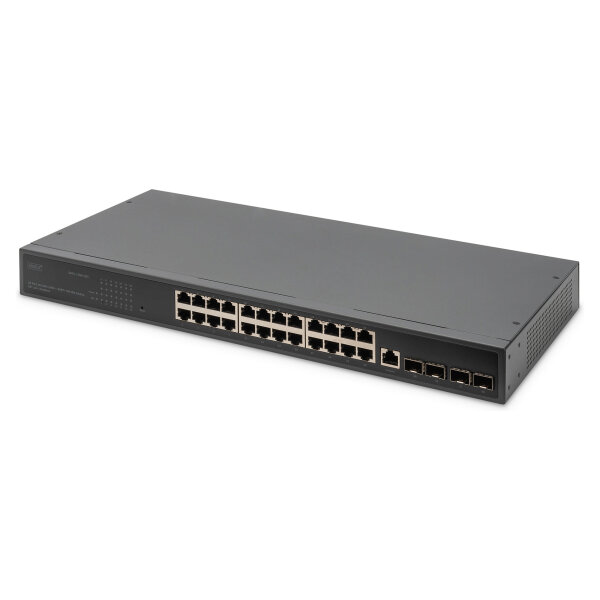 DIGITUS Switch 19" 24-Port +4x SFP+Gigabit managed schwarz