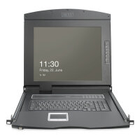 Digitus Modulare HD LCD KVM Konsole mit 19" TFT, 16-Port VGA KVM Anschluss, Touchpad, deutsches Tastaturlayout