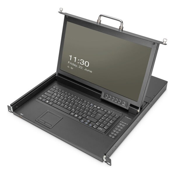 Digitus Modulare HD LCD KVM Konsole mit 17" TFT, 8-Port VGA KVM Anschluss, Touchpad, deutsches Tastaturlayout
