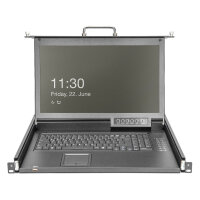Digitus Modulare HD LCD KVM Konsole mit 17" TFT, 8-Port VGA KVM Anschluss, Touchpad, deutsches Tastaturlayout