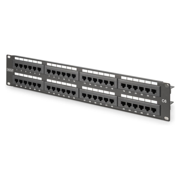 DIGITUS Patchpanel 2HE 48-Port Cat6 ungeschirmt schwarz