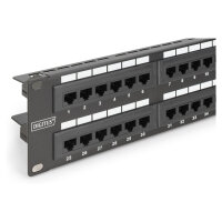 DIGITUS Patchpanel 2HE 48-Port Cat6 ungeschirmt schwarz