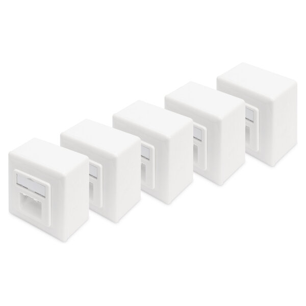 DIGITUS Aufputzdose Cat6 2xRJ45 geschirmt 5er Set weiss