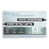 I-TEC USB-C Metal Nano 3x Display Docking Station 2x HDMI 1x USB-C video LAN Audio