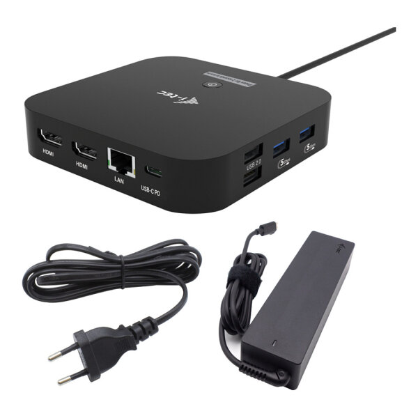 I-TEC USB-C Dual HDMI DS 2xHDMI 1xGLAN 2xUSB-A 3.2 2xUSB 2.0 1xUSB-C Gen2 1xUSB-C Gen1 k 1x100W USB-C PD+Charger 100W