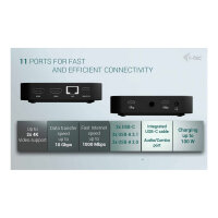 I-TEC USB-C Dual HDMI DS 2xHDMI 1xGLAN 2xUSB-A 3.2 2xUSB 2.0 1xUSB-C Gen2 1xUSB-C Gen1 k 1x100W USB-C PD+Charger 100W