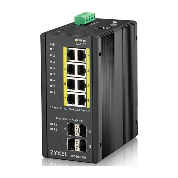 8+4P Zyxel RGS200-12P POE industrial