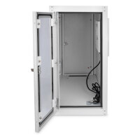 PC Schrank für Computergehäuse Glastür Digitus. inkl. Lüfter und Castorgruppe. Farbe Grau RAL 7035