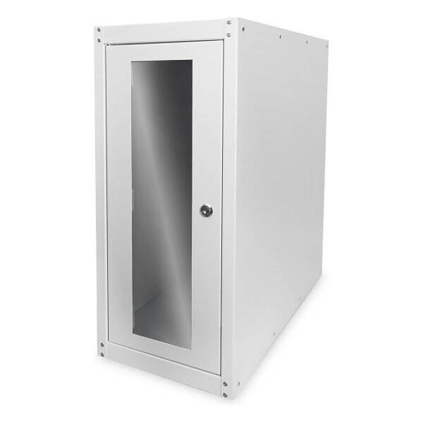 PC Schrank für Computergehäuse Glastür Digitus. inkl. Castorgruppe. Farbe Grau RAL 7035