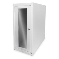 PC Schrank für Computergehäuse Glastür Digitus. inkl. Castorgruppe. Farbe Grau RAL 7035