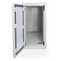PC Schrank für Computergehäuse Glastür Digitus. inkl. Castorgruppe. Farbe Grau RAL 7035