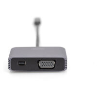 Adapter DIGITUS mini DP + VGA Adapter 20cm 4K/30Hz Silber Aluminium Gehäuse