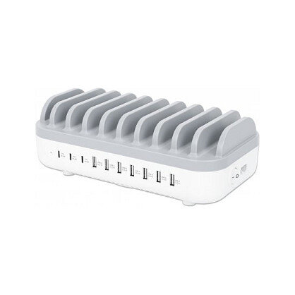 MANHATTAN 10-Port USB-Ladestation 120W weiß/grau