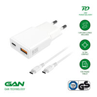 4smarts Ladegert PDPlug Duos Slim 20W GaN USB-C/A+USB-C Kabel