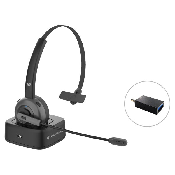 CONCEPTRONIC Headset Wireless BT 5.0 +Ladestation black