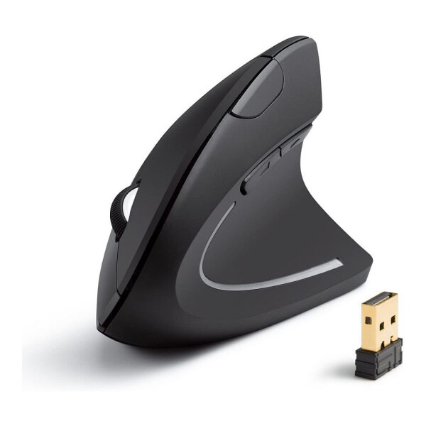 ANKER A7852 kabellose vertikale 2.4G ergonomische Maus mit Nano USB-Dongle Vor/Zurck-Tasten (2x AAA Batt. nicht enthalten)