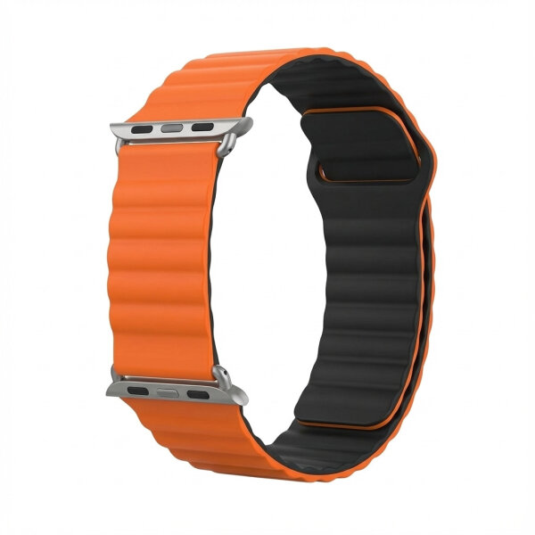 Premium Armband für Apple Watch, Orange/Schwarz, 40mm, 41mm, 38mm, 42mm (Series 10), GA-MAG-BNDA-P-OMS