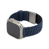Premium Armband für Apple Watch, Blau/Schwarz, 44mm,...