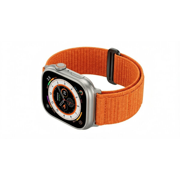 Premium Pro Armband für Apple Watch, Orange/Schwarz, 44mm, 45mm, 42mm (Series 1/2/3), 49mm, 46mm, GA-MAG-BNDA-P+OML