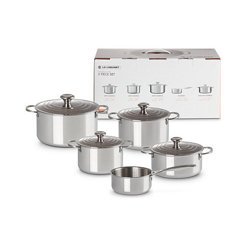 Le Creuset 3-Ply Plus Topfset fünfteilig, silber