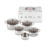 Le Creuset 3-Ply Plus Topfset fünfteilig, silber