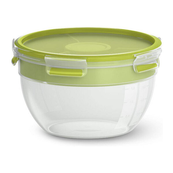 Emsa N1060700 Clip & Go Salatbox rund mit Einsatz und Dressingbox transparent. g