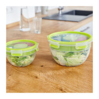 Emsa N1060700 Clip & Go Salatbox rund mit Einsatz und Dressingbox transparent. g
