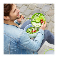 Emsa N1060700 Clip & Go Salatbox rund mit Einsatz und Dressingbox transparent. g