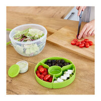 Emsa N1060700 Clip & Go Salatbox rund mit Einsatz und Dressingbox transparent. g
