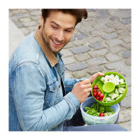 Emsa N1060700 Clip & Go Salatbox rund mit Einsatz und Dressingbox transparent. g