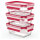 Emsa N10511 Clip & Close Glas Frischhaltedosen-Set 3-teilig Transparent/Rot