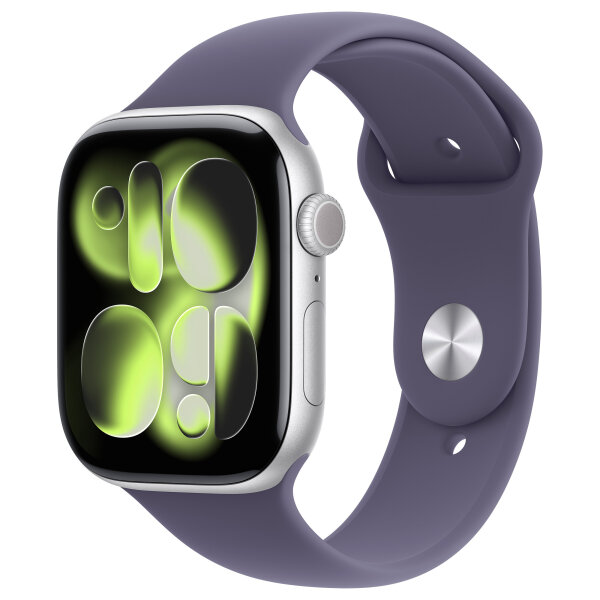 Apple Watch S11 Aluminium 46mm Silber (Sportarmband nebelviolett) M/L