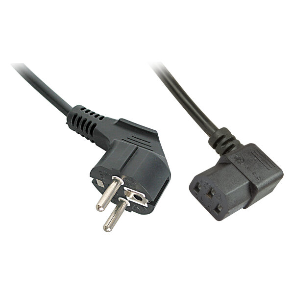 LINDY IEC-Netzkabel abgewinkelt Schuko an C13 2m