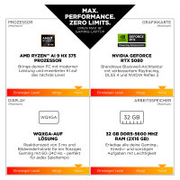 HP Omen Max 16" WQXGA Ryzen AI 7 H350 32GB/1TB SSD RTX 5070Ti Win11 Home - 16-ak0473ng