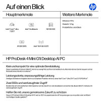 HP ProDesk 4 Mini G1i CU7-265T/24GB/512SSD/W11Pro WLAN