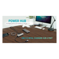 D I-TEC USB 3.0 Metal Charging HUB [4x USB Ladeport]