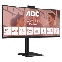 86,4cm/34" (3440x1440) AOC CU34E4CW 21:9 VA 4ms 120Hz Curved HDMI DisplayPort USB-C RJ45 VESA Speaker Webcam HDR10 KVM Black