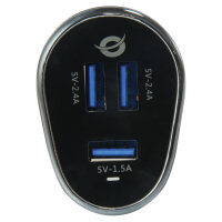 CONCEPTRONIC KFZ-Ladegerät 3-Port 3xUSB-A 31.5W sw