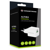CONCEPTRONIC Ladegerät 2Port GaN USB-C/-A 20WPD3.0/PPS ws