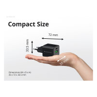 CONCEPTRONIC Ladegerät 2Port GaN USB-C/-A 20WPD3.0/PPS sw