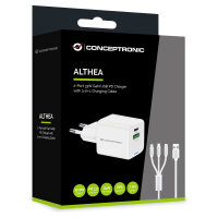 CONCEPTRONIC Ladegerät 2Port GaN 3-in-1 33WPD3.0/PPS ws