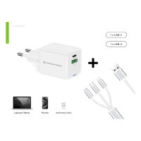CONCEPTRONIC Ladegerät 2Port GaN 3-in-1 33WPD3.0/PPS ws
