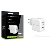 CONCEPTRONIC Ladegerät 3Port GaN 2xUSB-C/1xA 67WPD3.0/PPS ws