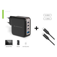 CONCEPTRONIC Ladegerät 4Port GaN 3xUSB-C/1xA100WPD3.0/PPS sw