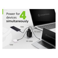 CONCEPTRONIC Ladegerät 4Port GaN 3xUSB-C/1xA100WPD3.0/PPS sw