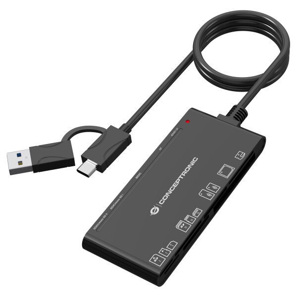 CONCEPTRONIC Kartenleser USB-A/-C3.2->7-in-1 schwarz