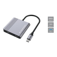 CONCEPTRONIC 4-1 Dock USB-C->2xHDMI/USB-A/100WPD 25cm gr